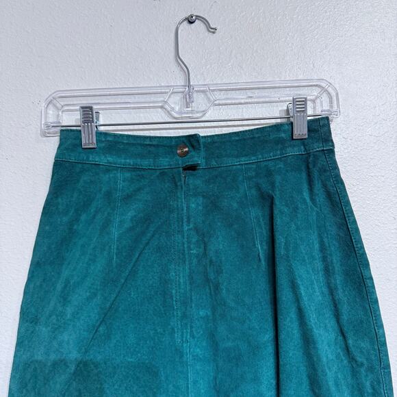 Global Identity Green Suede Leather Mini Skirt Sz 6 - Picture 7 of 11